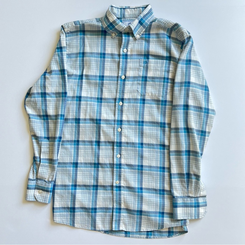 Southern Tide Blue & White Plaid Button Down Long Sleeve Classic Fit Mens Small